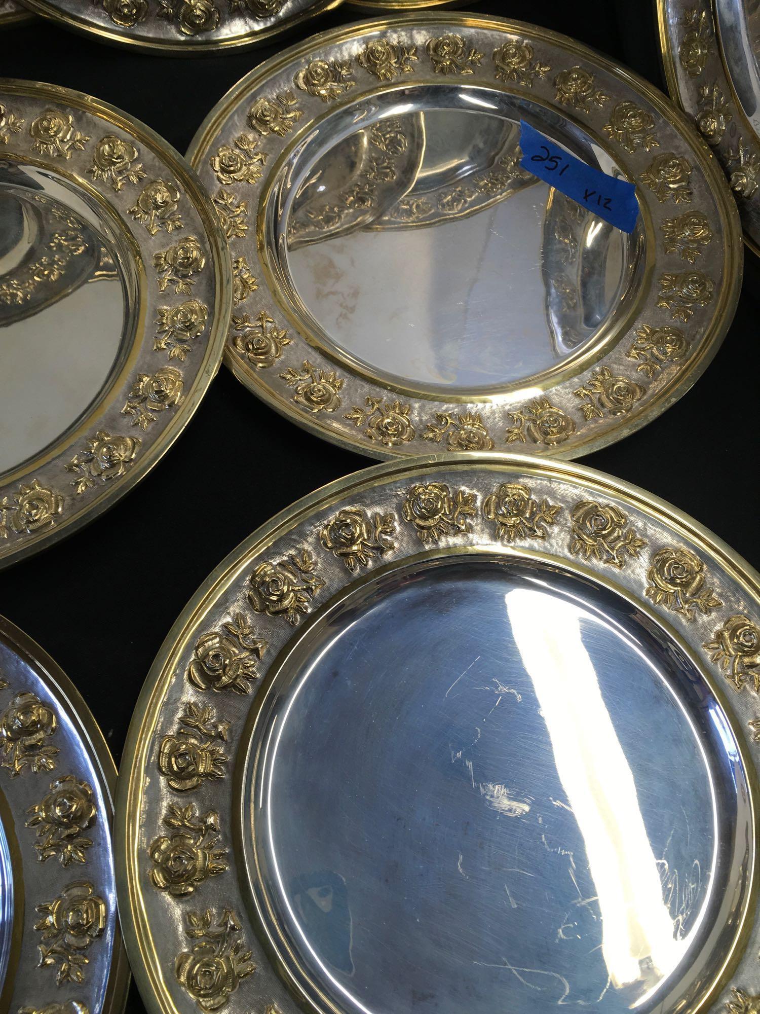 12 in. Sterling Silver ornate plates. Stamped with pic