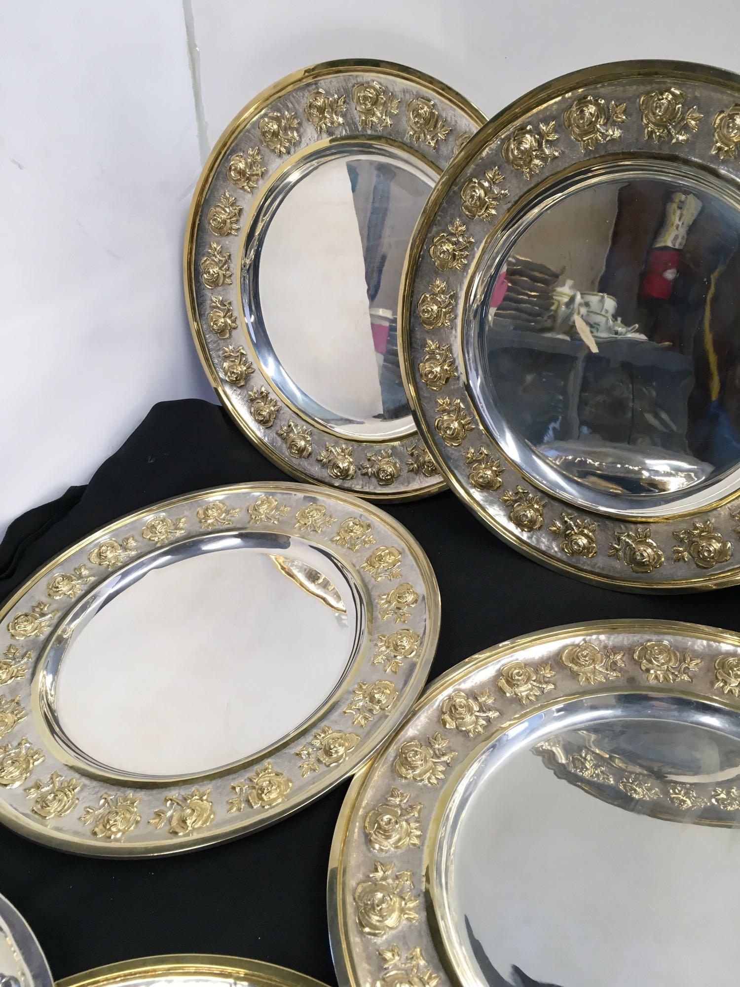 12 in. Sterling Silver ornate plates. Stamped with pic