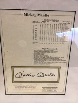 Mickey Mantle framed picture/photo,notary certificate of signature authenticity