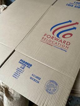 Forward Relocation moving boxes. 50 boxes, some wrapping paper