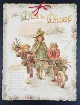 Beautiful Chromolithograph 1899 Calendar "Little Men and Maidens"