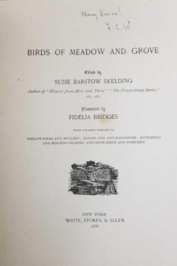Birds of Meadow and Grove Poetry Book