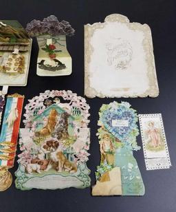 Antique lot of ornate victorian cards, some pop up