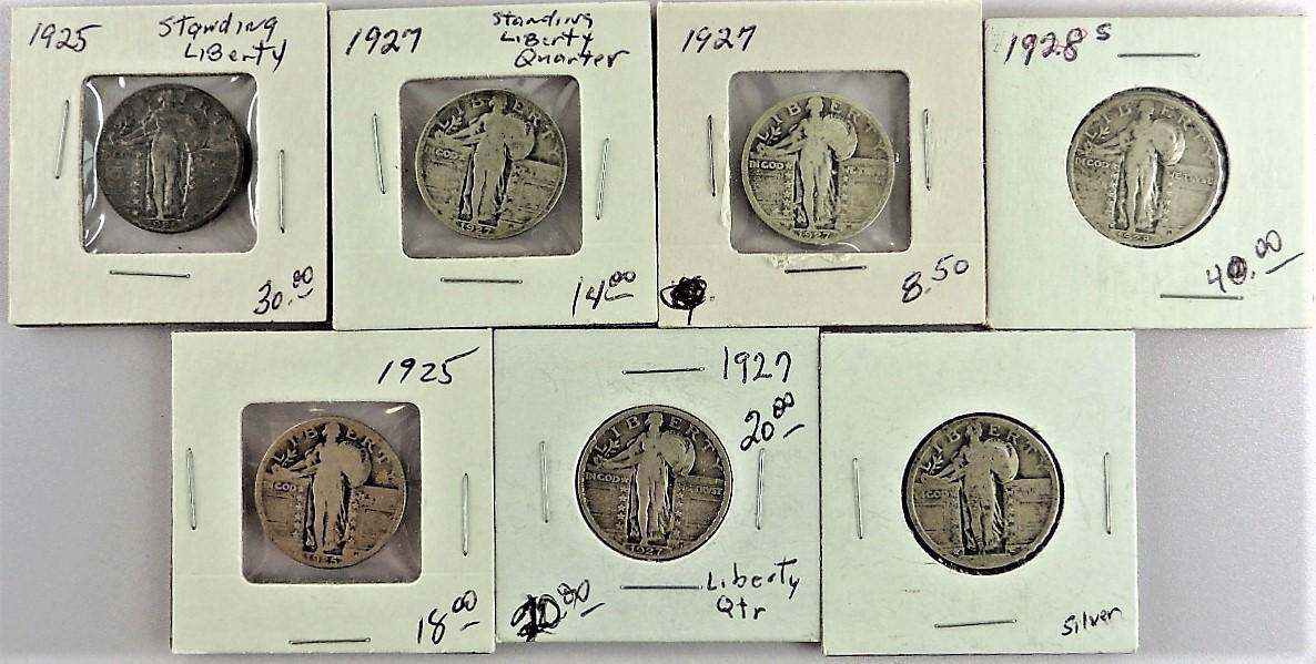 Lot of (7) misc Standing Liberty Quarters 1925-1928.