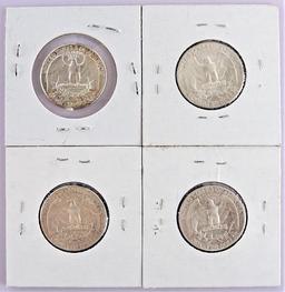 Lot of (4) Washington Silver Quarters includes (2) 1957 & (2) 1964.