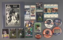 Group of Chicago Bears Rookie Cards, Pinbacks, tickets stubs and more