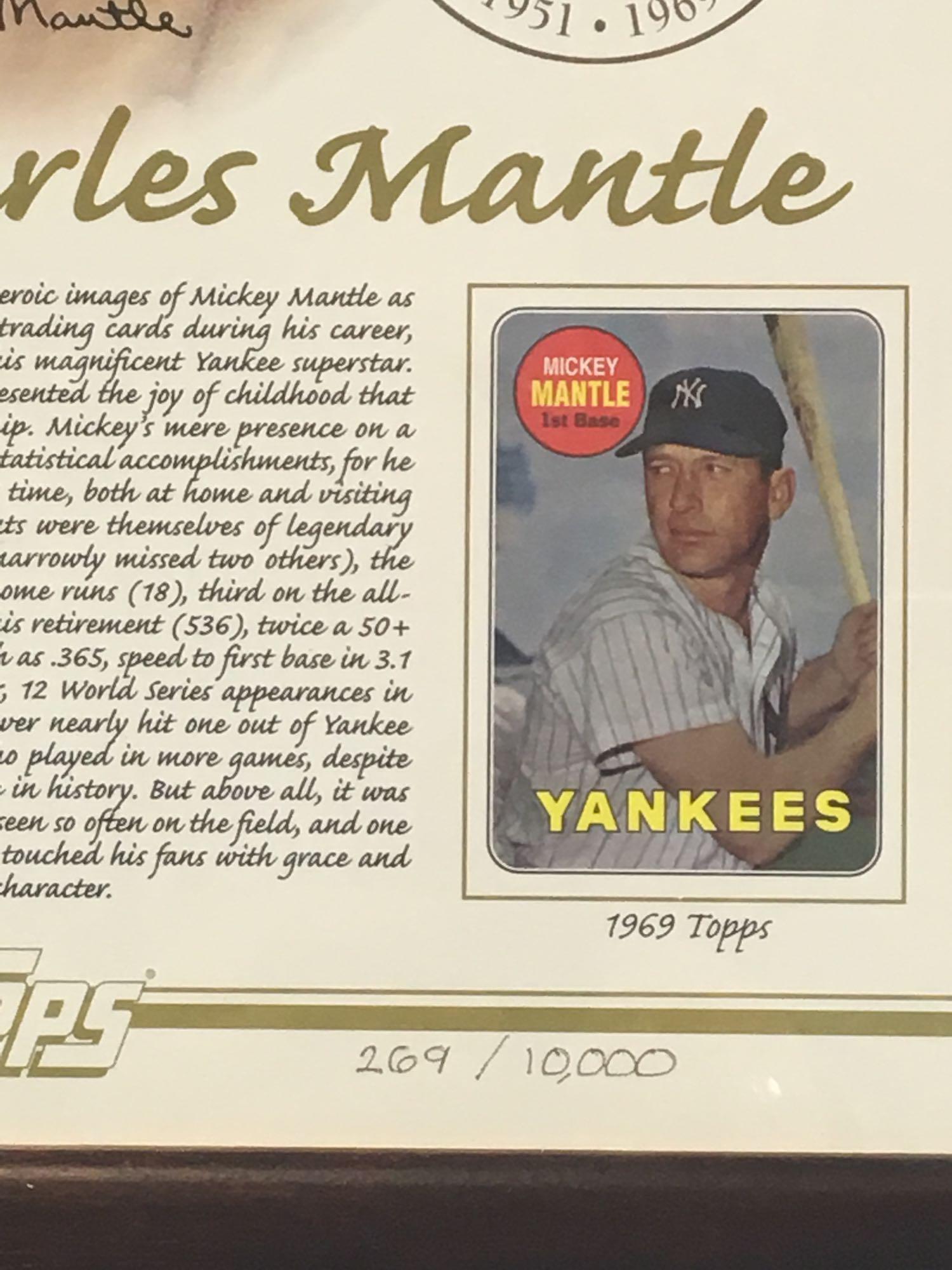Mickey Mantle Framed and Numbered Baseball Card Poster