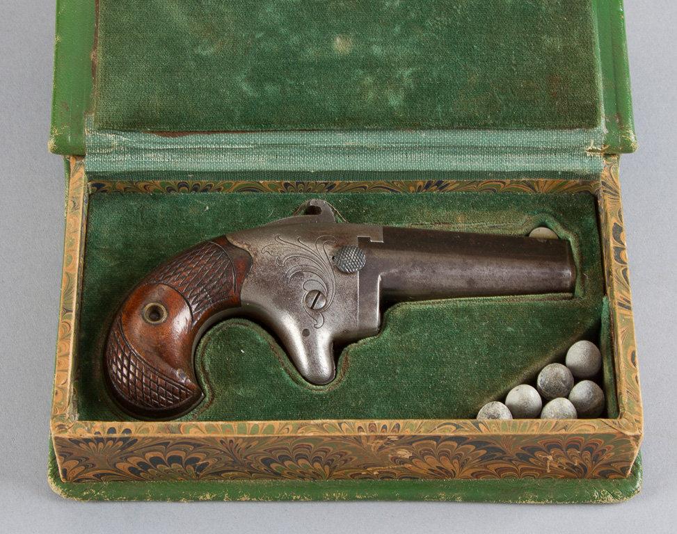 Rare Colt, No.2, Derringer, .41 RF Caliber, SN 9228, 2 1/2" barrel, factory scroll engraving on iron