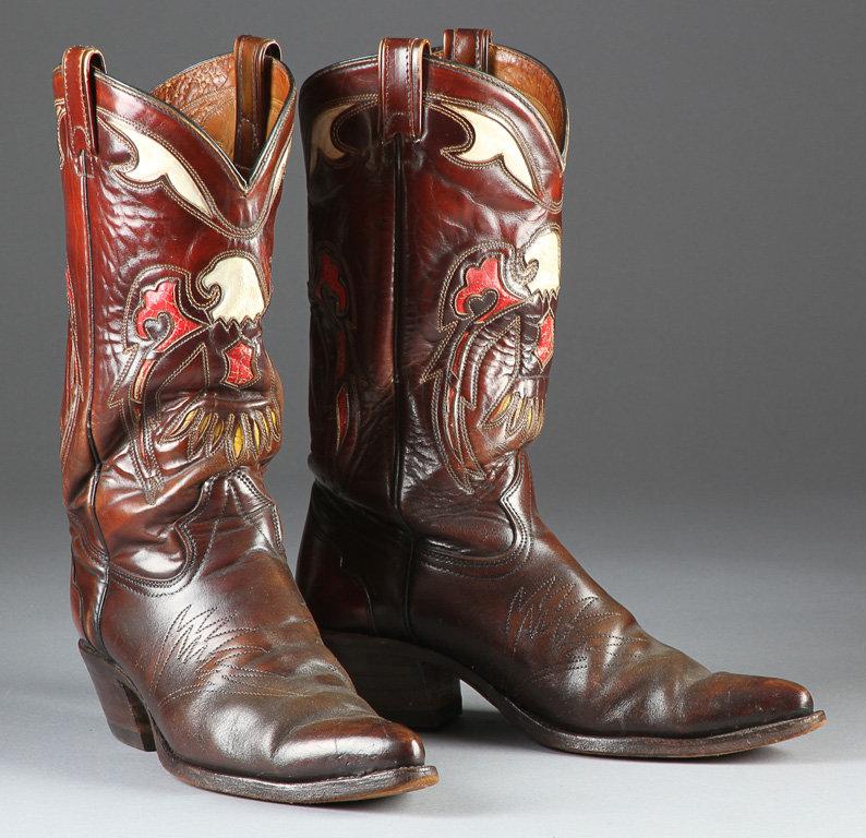 A pair of vintage Western Boots, fancy stitched top with spread eagle front and back marked "Made in