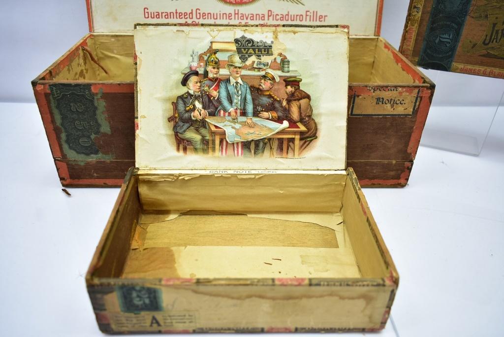 (6) Early Wooden Cigar Boxes (Sells Together)