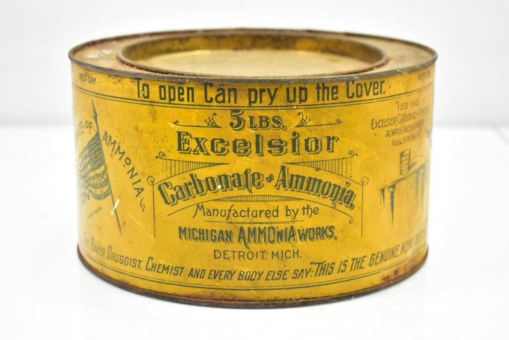 Circa 1900's Excelsior Carbonate Of Ammonia Tin
