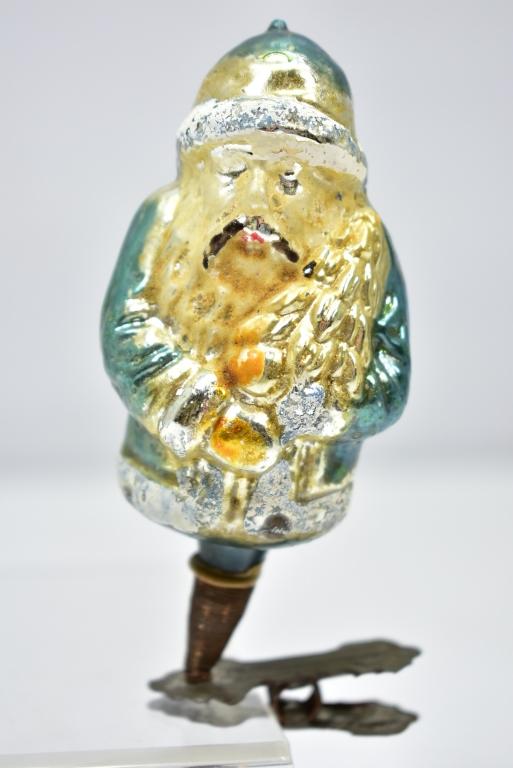 Antique Glass Santa Claus Ornament On Clip