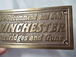Solid Heavy Brass Winchester We Recommend And Sell Cartridges And Guns Sign Plaque