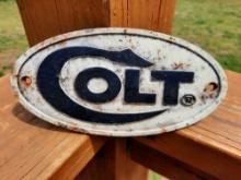 Old Cast Iron Oval Colt Firearms Sign