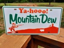 1967 NOS Ya-hooo Mountain Dew Embossed Metal Sign Never Used
