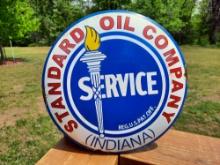 Large Porcelain Standard Oil Company Indiana Sign Gas Station Pump Plate