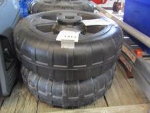 1412. 401-944. (4) UNUSED HARD POLY DOCK WHEELS, TAX, ONE MONEY FOR THE LOT