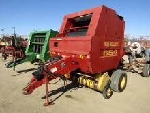 1742. 477-1306. NEW HOLLAND 654 NET WRAP AND TWINE TIE ROUND BALER, TAX / S