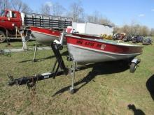 70.1972 LUND 14 FT. ALUMINUM FISHING BOAT WITH BUNK TRAILER,