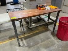 Warehouse Desk, wood top & Casters, adjustable