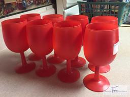Set of (8) red wine stemware glasses