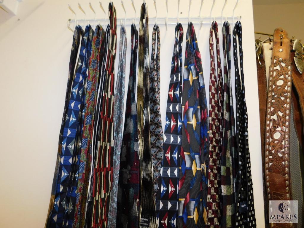 Lot of Mens Leather Belts & Buckles & Neck Ties