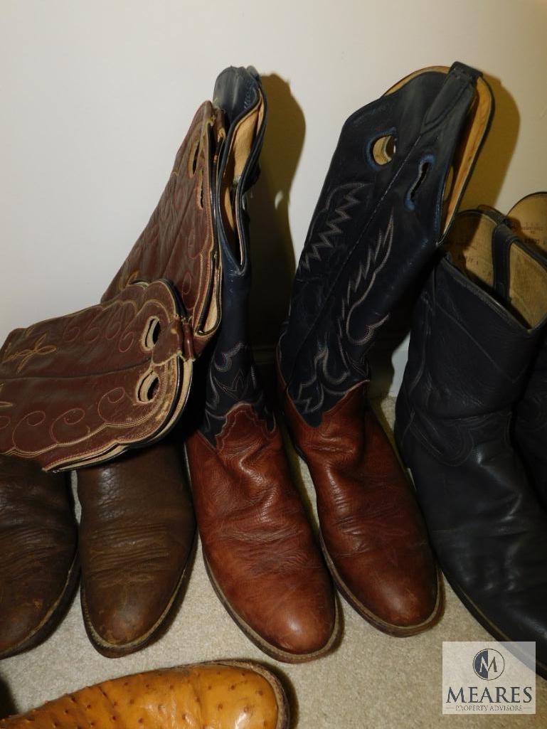 Lot of 6 Pair Mens Cowboy Boots Justin & Tony Lama Ostrich Leather +