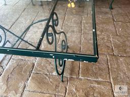 Vintage Glass Top Metal Patio Coffee Table