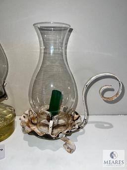 Hurricane Lamps with One Reflector and Hurricane Lamp Style Candle Holder