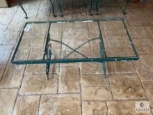 Vintage Glass Top Metal Patio Coffee Table