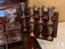 French Liqueur Set with 16 Weighted Sterling Silver Cordial Goblets