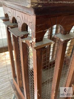 Wooden Bird Cage with Metal Stand - 17x 48 x 11