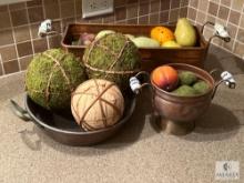 Large Lot of Kitchen Decor and Faux Fruit