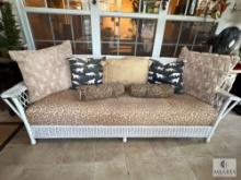 84-inch Wicker Couch with Pillows