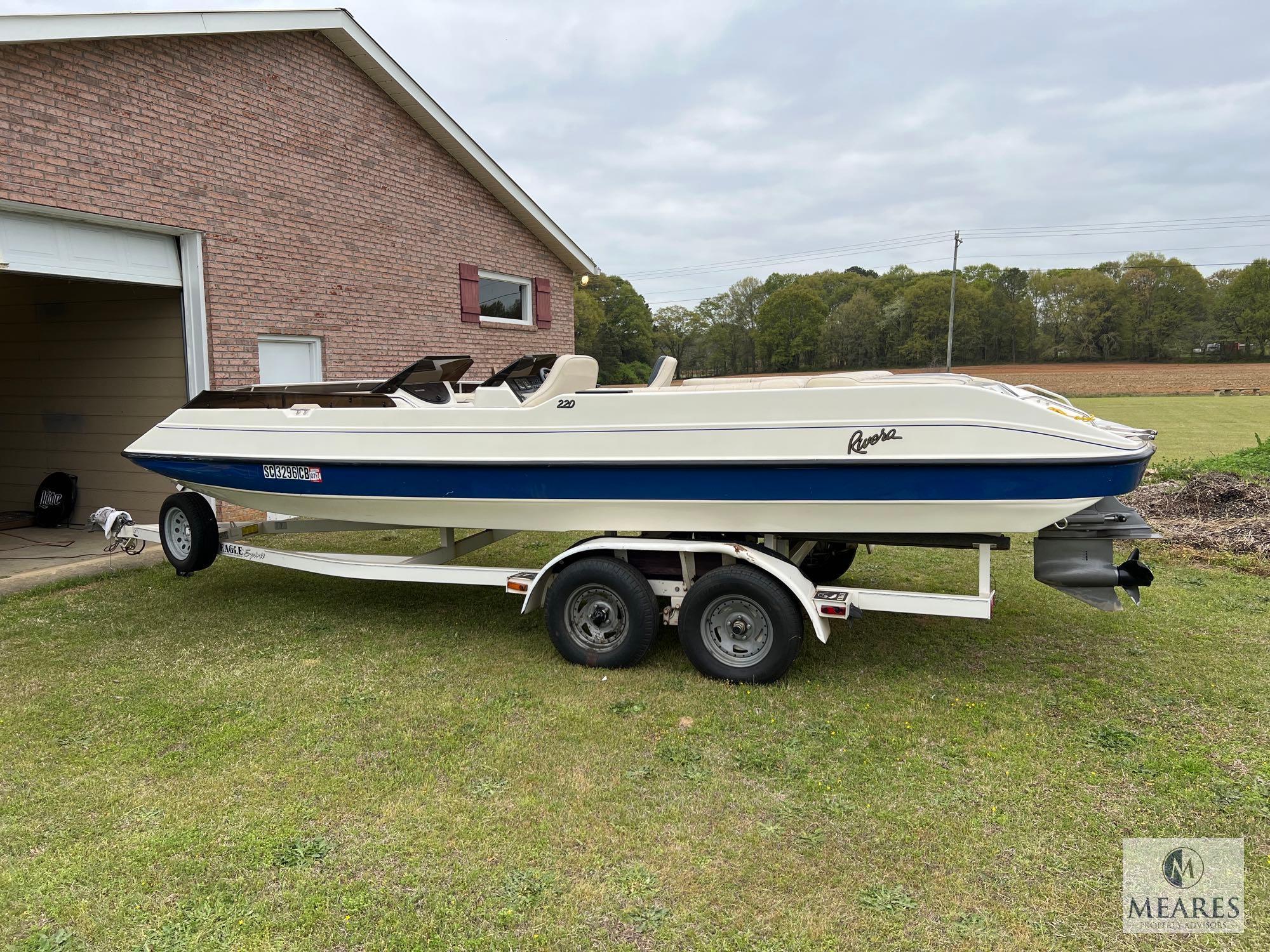 Rivera 220 Deck Boat with Volvo Penta 5.0L Inboard Motor and Trailer