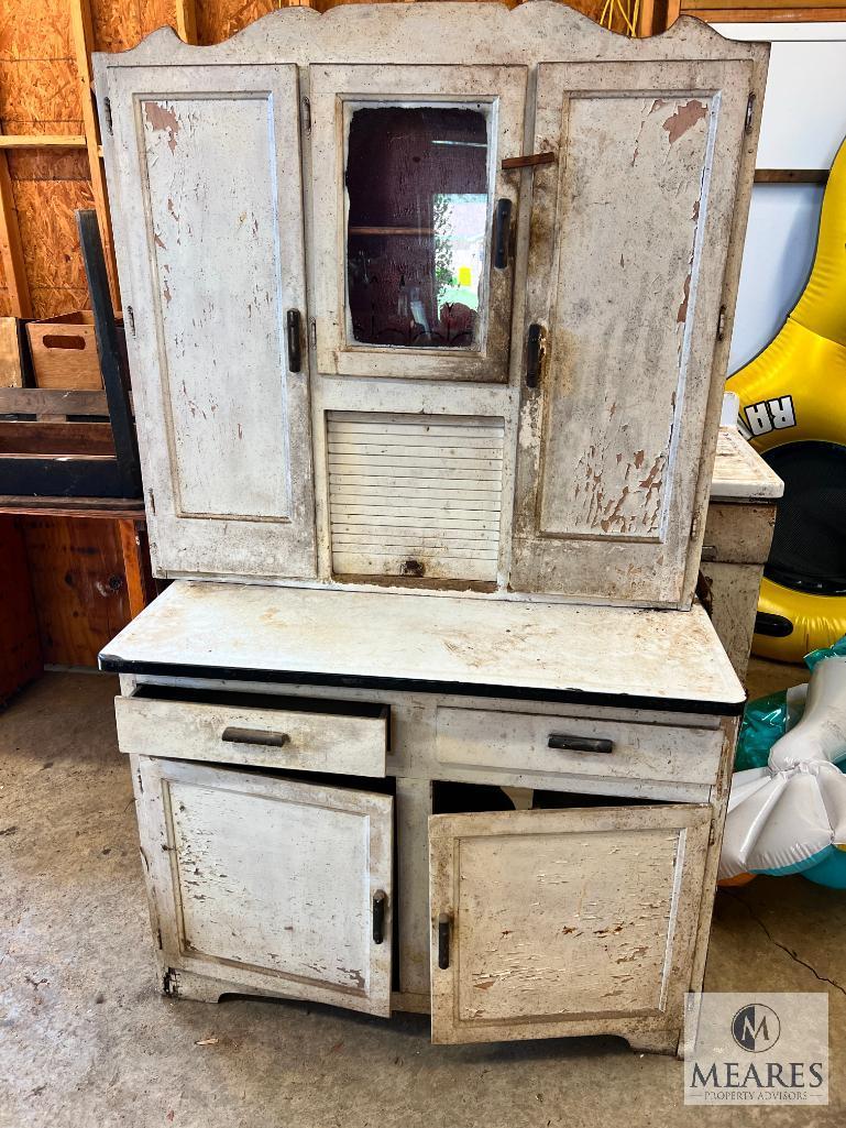 Hoosier Cabinet and Porcelain-topped Kitchen Sink Unit