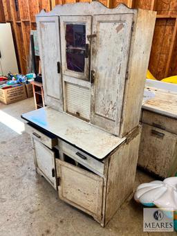 Hoosier Cabinet and Porcelain-topped Kitchen Sink Unit