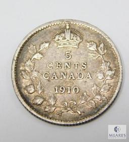 1910 Canada Five Cents Silver, Fine