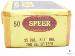 Six Projectiles of Speer Bullets 35 Caliber (.358") Diameter 250 Grain Spitzer