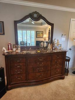 Thomasville "British Gentry" Drawer Dresser with Mirror and Marble Top