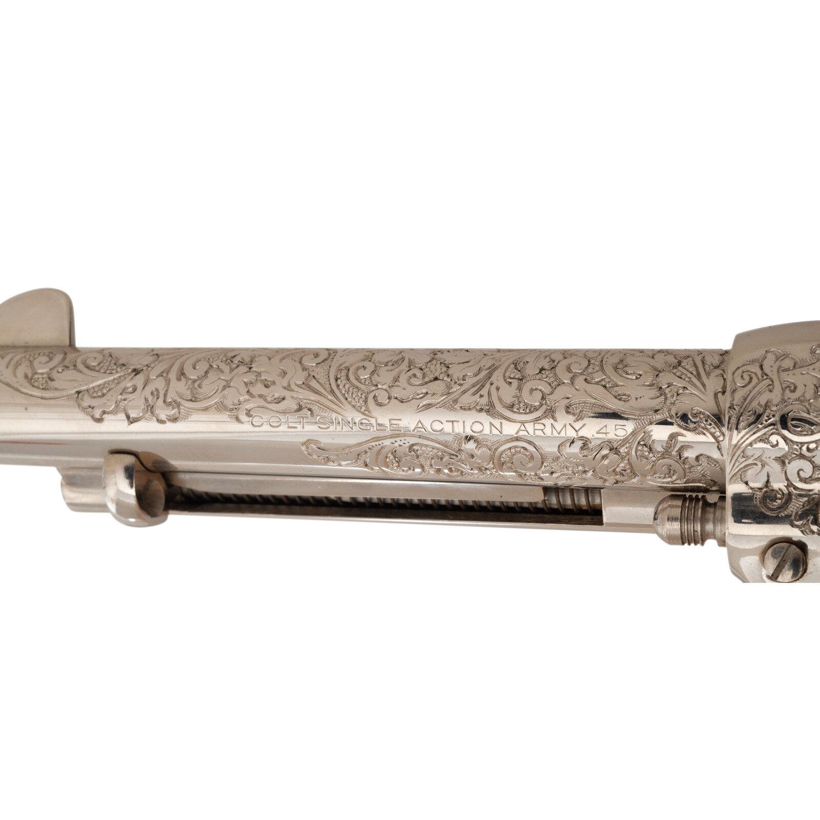 **Engraved 2nd Generation Colt Single Action Army Revolver with Mother of Pearl Grips in Factory Box
