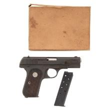 **British Proofed Lend Lease U.S. Military Colt M1903 Pocket Hammerless Pistol in Original Kraft Box