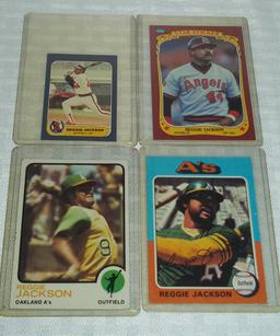 4 Reggie Jackson Vintage Cards A's Angels 1973 1975 1986 Mini & Sticker
