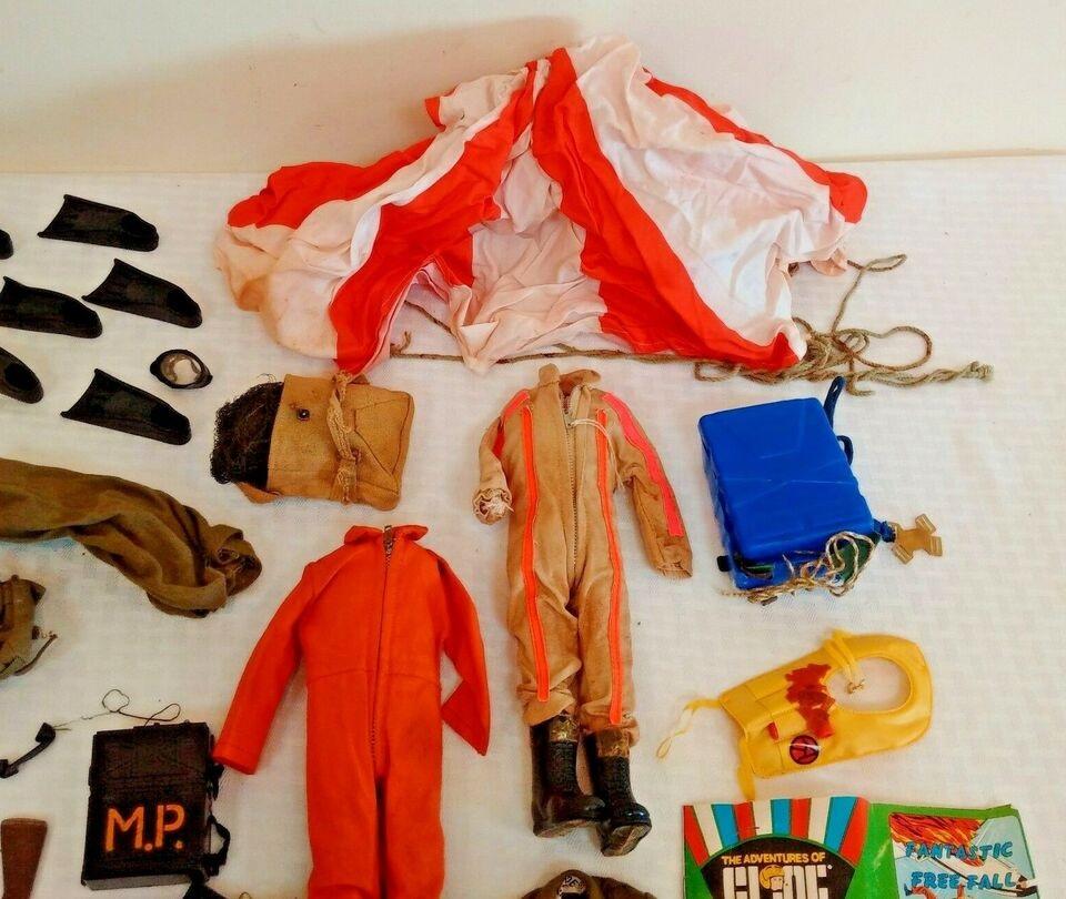 Vintage 1960s GI Joe Action Figure Doll Flocked Lot Accessories Helmet Boots Parachute Original