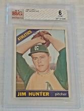 Vintage 1966 Topps MLB Baseball Card #36 Jim Hunter BVG 6 Graded 2nd Year Catfish Beckett Yankees