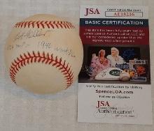 Bob Feller Autographed Signed ROMLB Baseball Indians Fast Ball Long Inscriptions JSA MLB HOF
