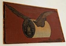Antique Willimantic Linen Thread Advertising Wooden Panel Sign Spool Logo 12x19 Display