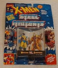 Vintage ToyBiz MOC X-Men Figure Steel Mutants Wolverine Sabretooth Die Cast 1994