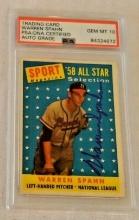 Vintage Autographed Signed PSA Slabbed GRADED 10 Gem Mint 1958 Topps #494 Warren Spahn MLB Baseball