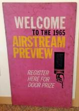 Vintage Original 1965 Airstream Camper Preview Event Field Sign 28x48 Advertising 1/1? Pink